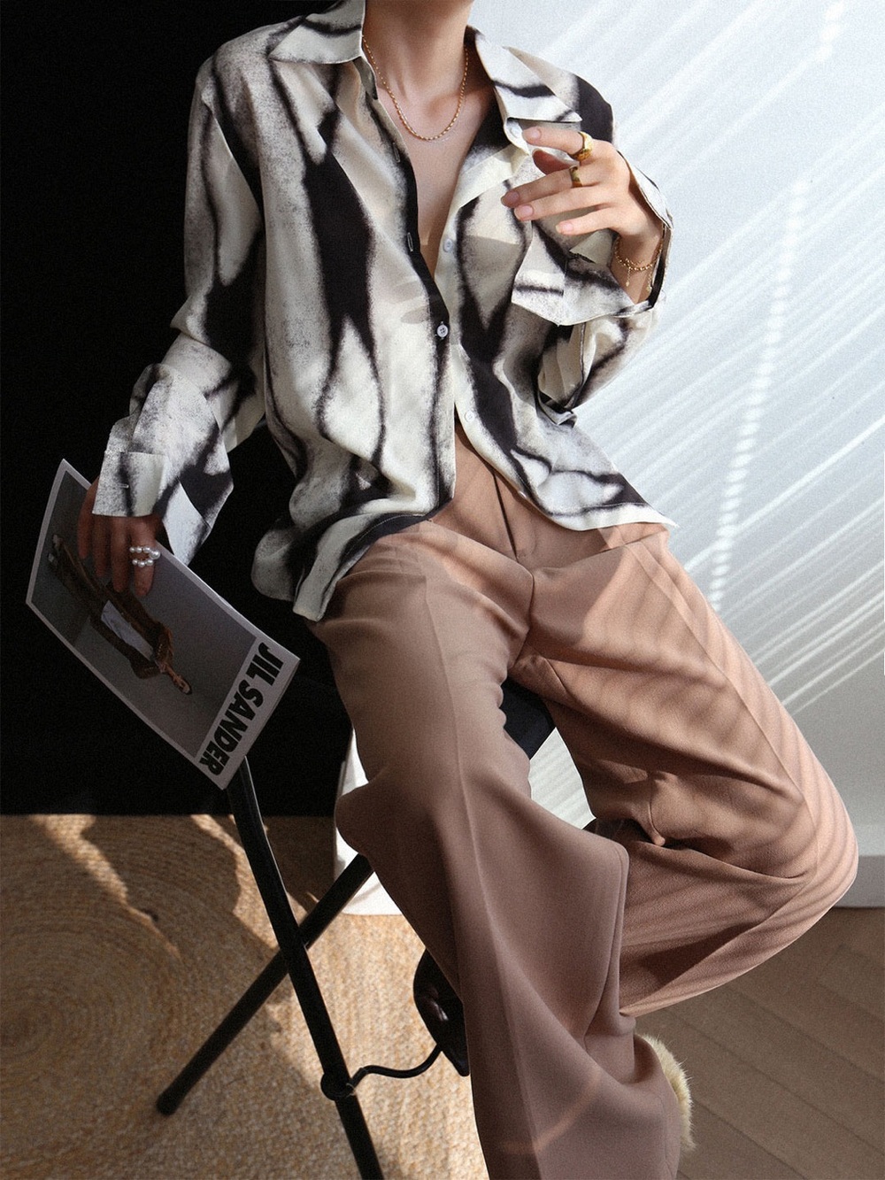 Commense Tie Dye Oversized Button Down Shirt